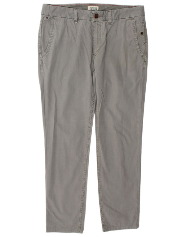 Tommy Hilfiger Mens Slim Fit Chino Trousers W33 L29 Grey Cotton