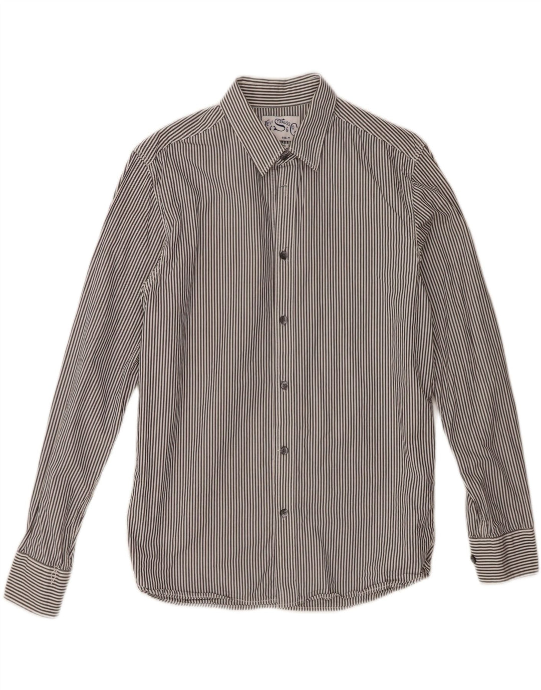 LEVI'S Mens Classic Fit Shirt Medium Grey Striped Cotton