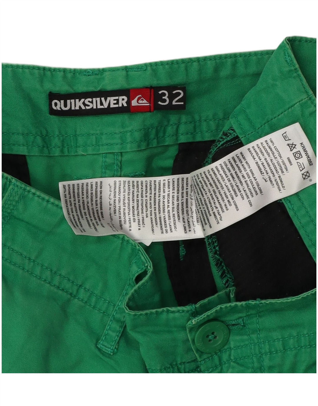 Pantaloncini chino da uomo Quiksilver W32 in cotone verde medio