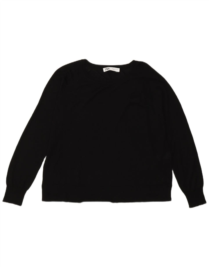Maglione Zara da donna con scollo a barca UK 14 viscosa nera media