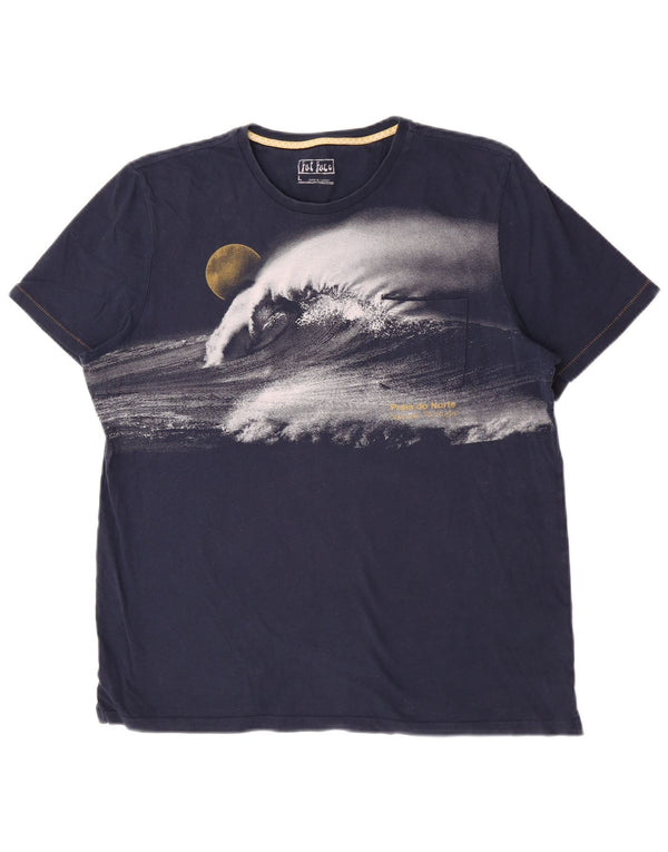 T-shirt grafica da uomo Fat Face Top grande in cotone blu navy