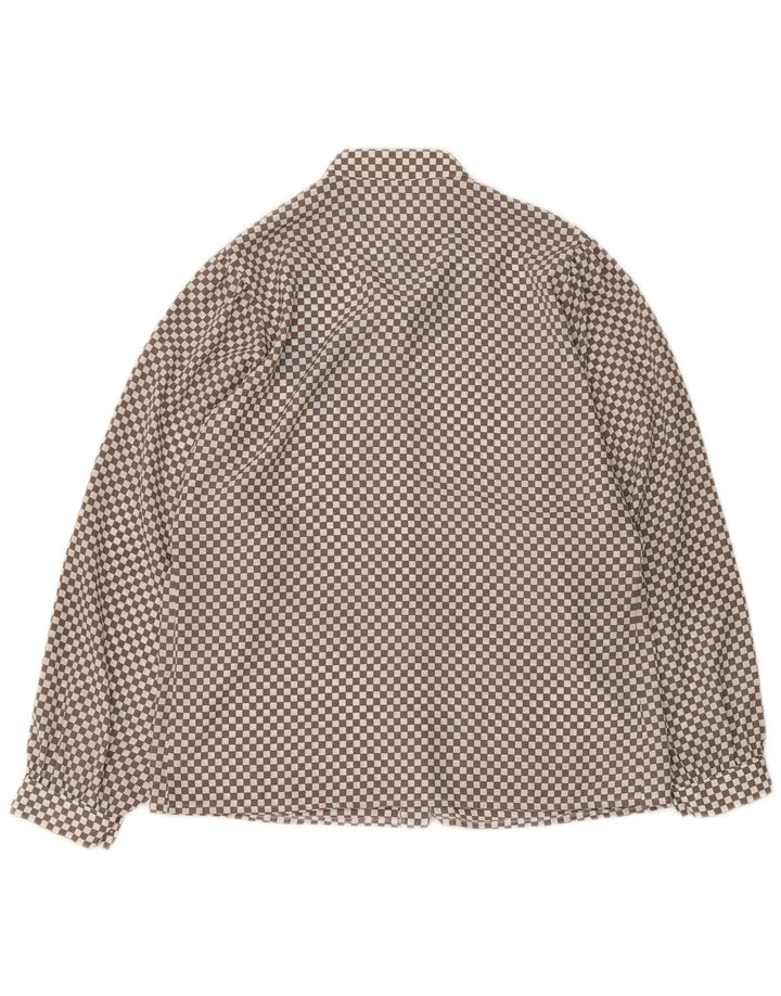 Camicetta da donna vintage UK 16 Grande poliestere geometrico grigio