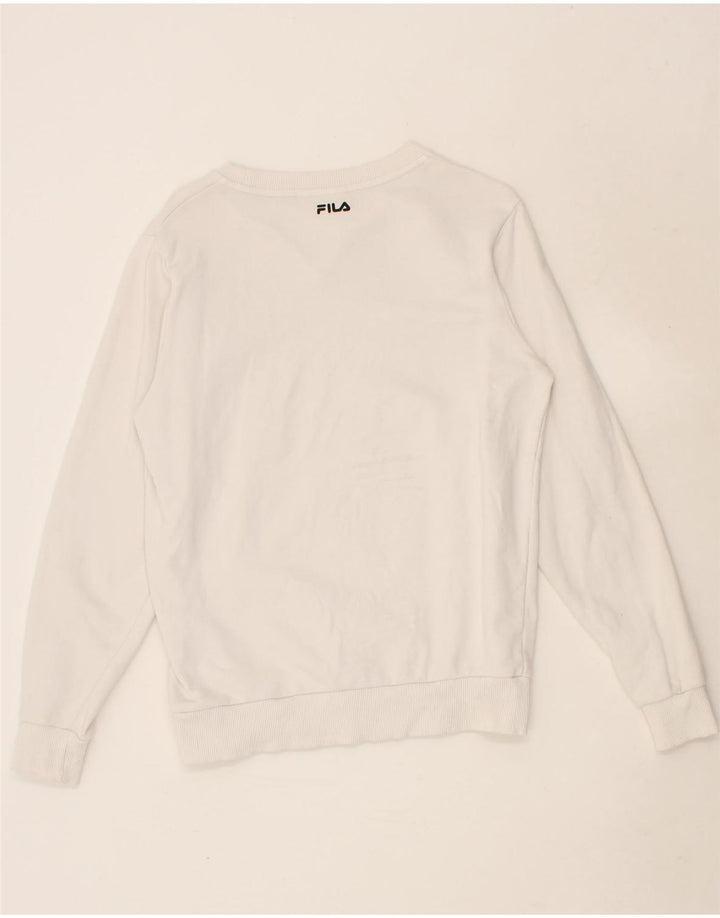FILA Womens Sweatshirt Jumper UK 6 XS White Cotton Vintage Fila and Second-Hand Fila from Messina Hembry 