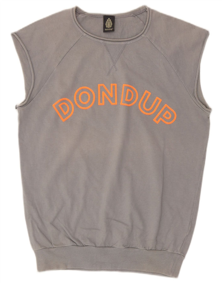Dondup Felpa da uomo senza maniche con grafica Maglione in cotone grigio medio
