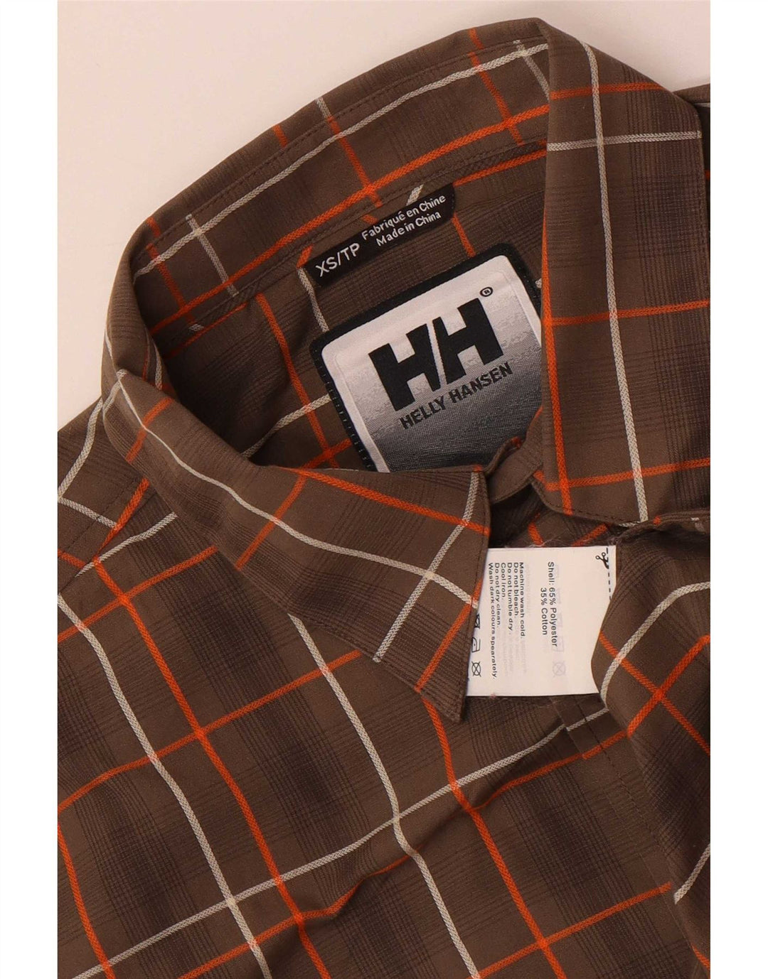 Camicia a maniche corte da uomo Helly Hansen XS in poliestere a quadri marrone