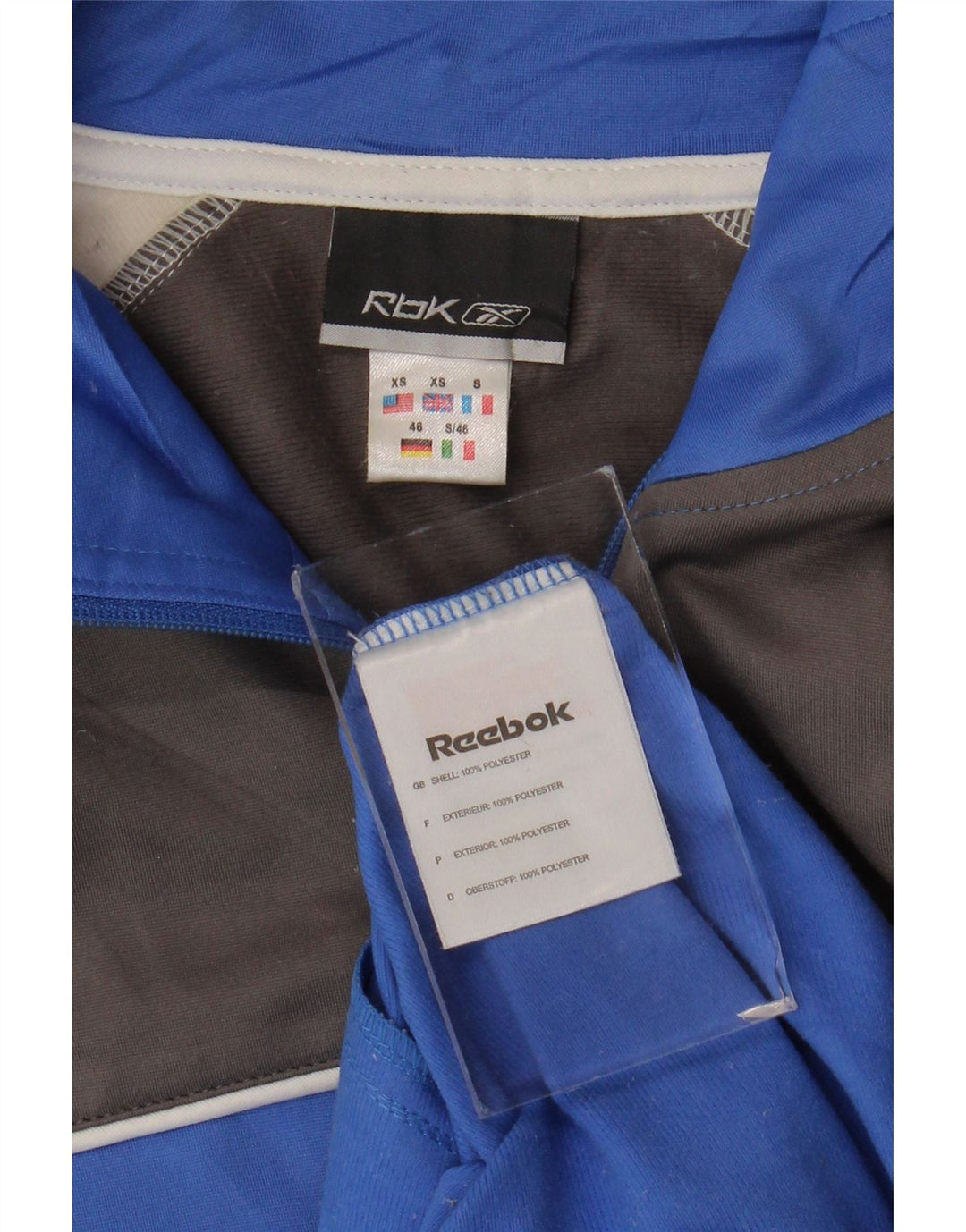 Giacca da ginnastica da uomo Reebok XS blu in poliestere color block