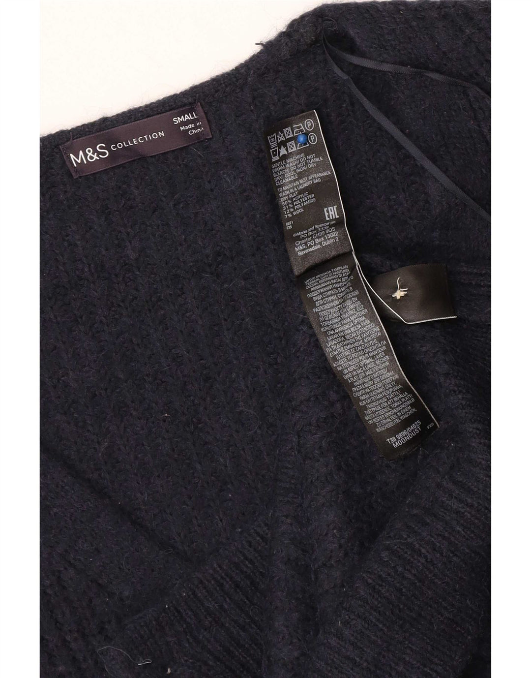 Maglione cardigan oversize da donna Marks & Spencer UK 10 piccolo blu navy