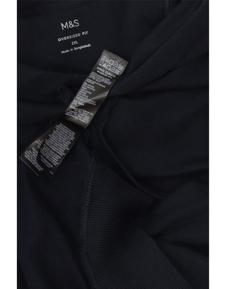 MARKS & SPENCER Felpa con cappuccio oversize da uomo 2XL Cotone blu navy