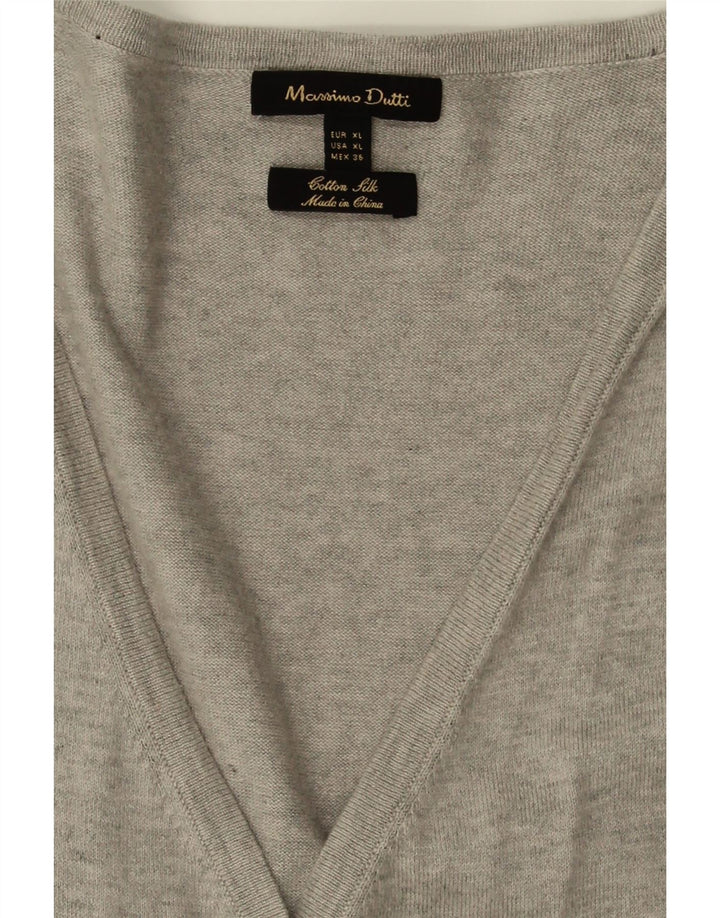 MASSIMO DUTTI Womens Cardigan Sweater UK 18 XL Grey Cotton Vintage Massimo Dutti and Second-Hand Massimo Dutti from Messina Hembry 