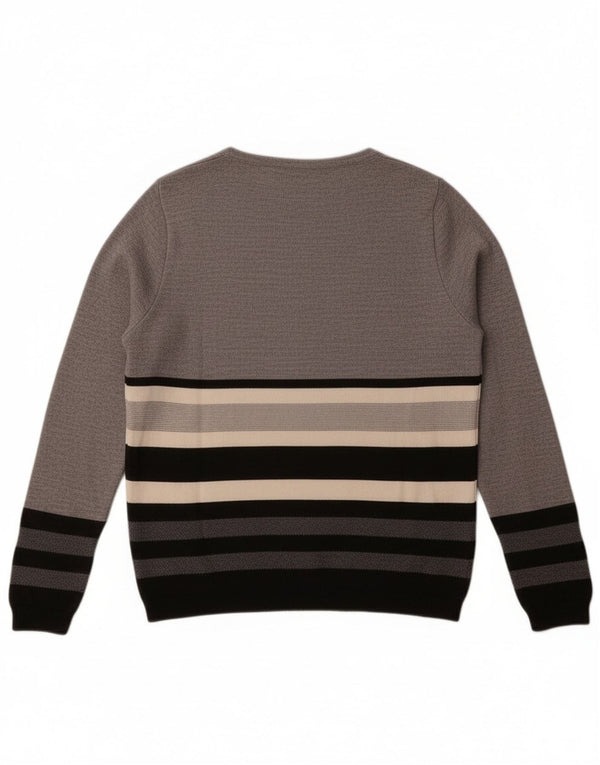 Maglione da donna con scollo a barca Perte by Krizia UK 14 Grigio medio a righe