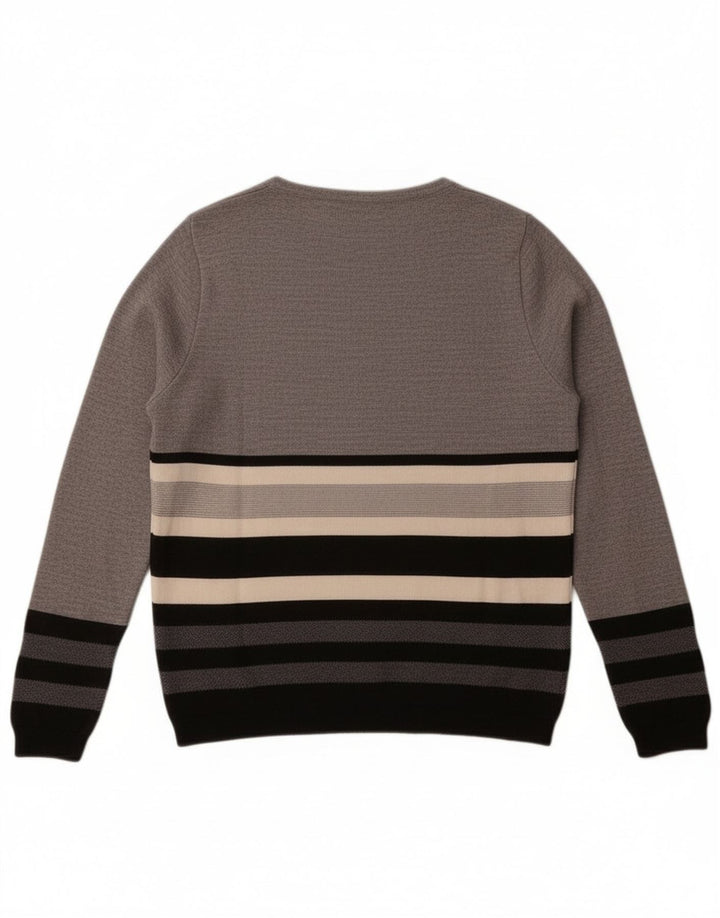 Maglione da donna con scollo a barca Perte by Krizia UK 14 Grigio medio a righe