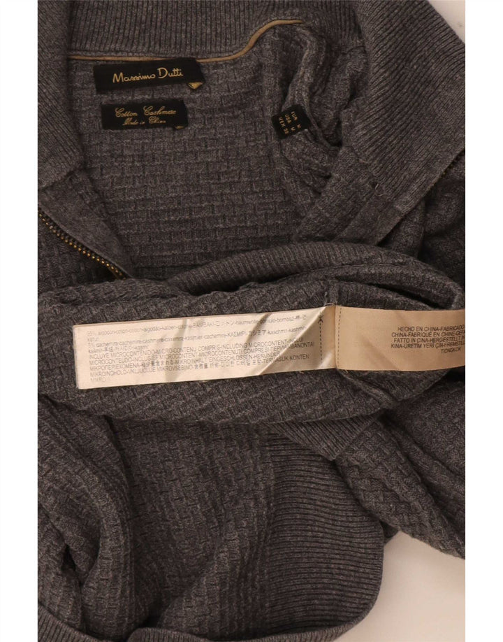 Massimo Dutti Maglione da uomo con zip e collo in cotone grigio medio