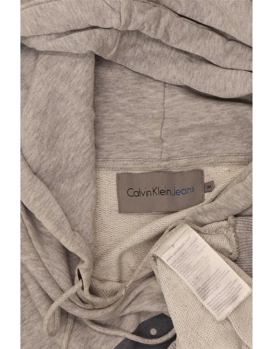 Maglione con cappuccio grafico da uomo Calvin Klein Jeans color block grigio medio