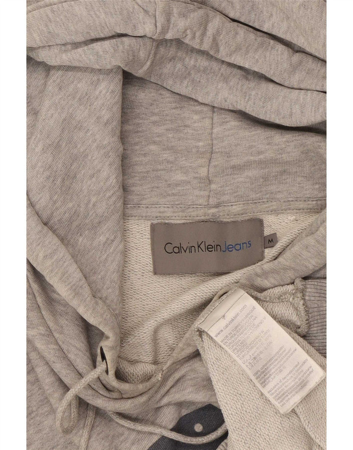 Maglione con cappuccio grafico da uomo Calvin Klein Jeans color block grigio medio