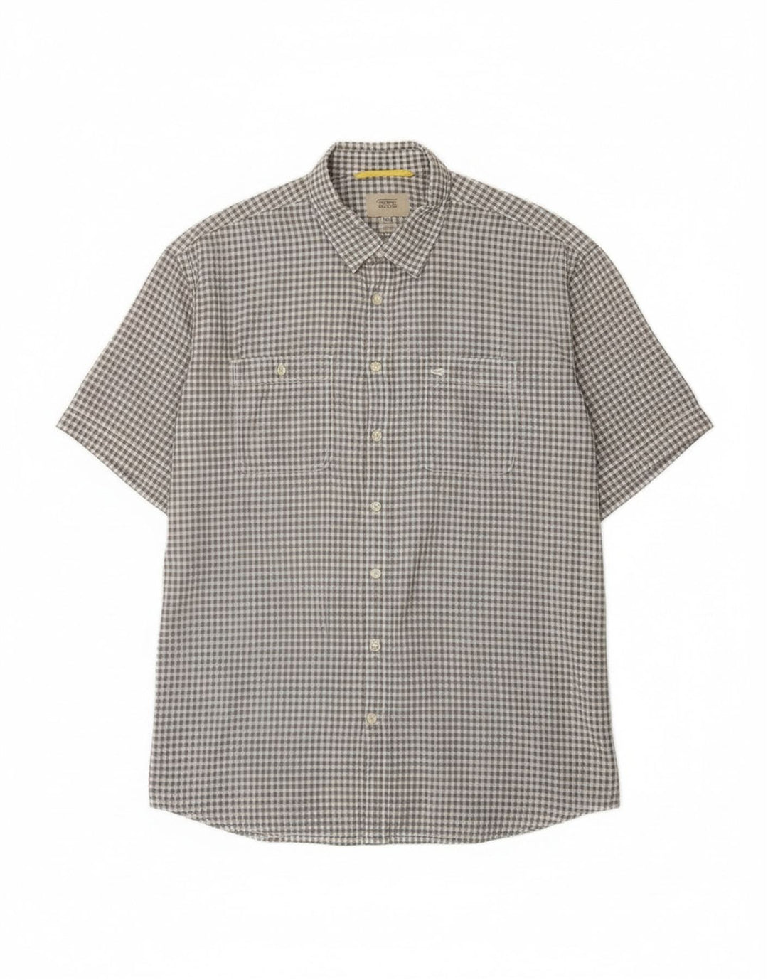 Camicia da uomo a maniche corte con vestibilità regolare Camel Active 2XL in cotone a quadretti grigio