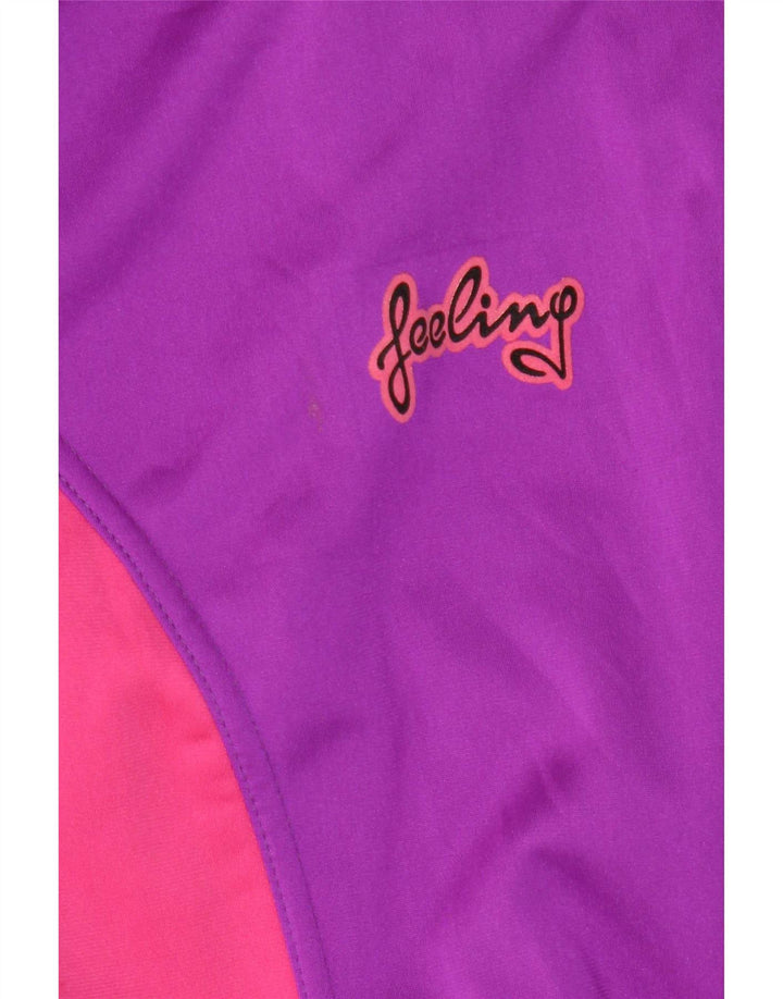 Giacca da tuta da donna vintage UK 14 Large Purple Colourblock