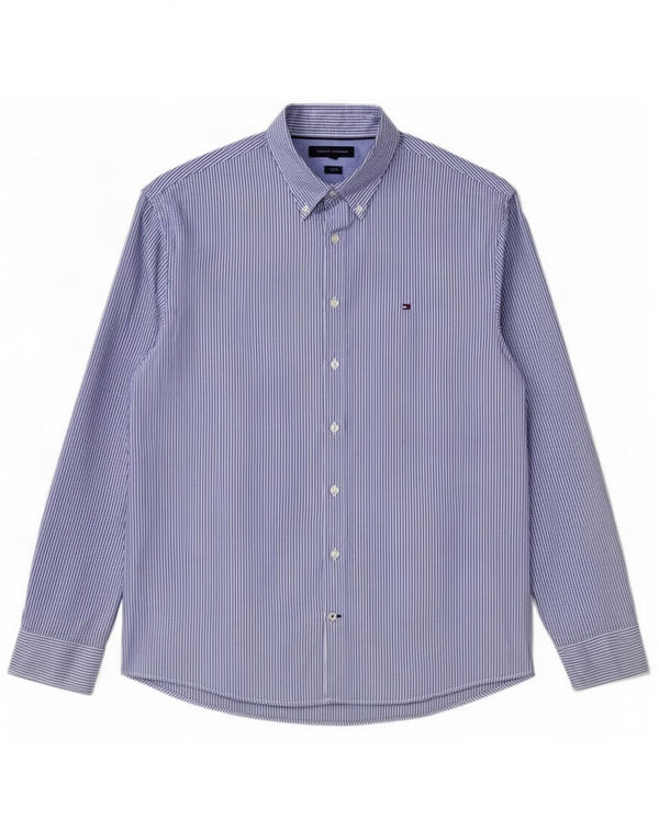 Camicia da uomo Regular Fit Tommy Hilfiger 2XL Blu Gessato Cotone