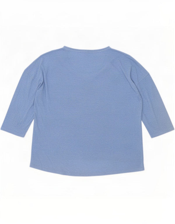 Fat Face Womens Oversized Top 3/4 Sleeve UK 14 Large Blue Flecked Viscose