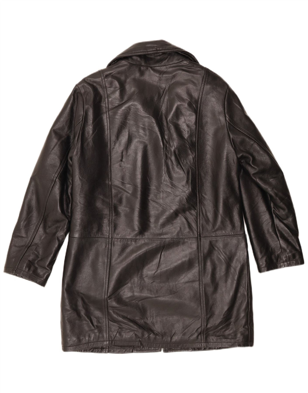 Cappotto in pelle vintage da donna IT 44 medio nero