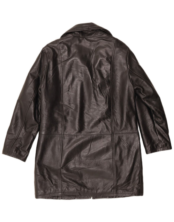 Cappotto in pelle vintage da donna IT 44 medio nero