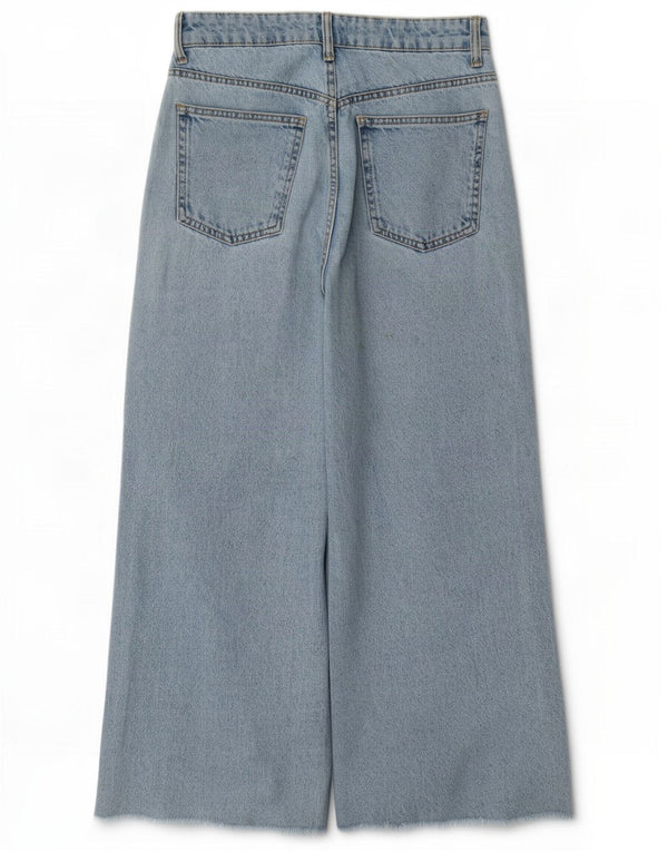 Jeans Zara da donna a gamba larga a vita alta EU 36 XS W26 L25 cotone blu
