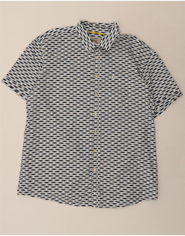 Camicia a maniche corte vestibilità regolare da uomo Camel Active XL in cotone geometrico blu
