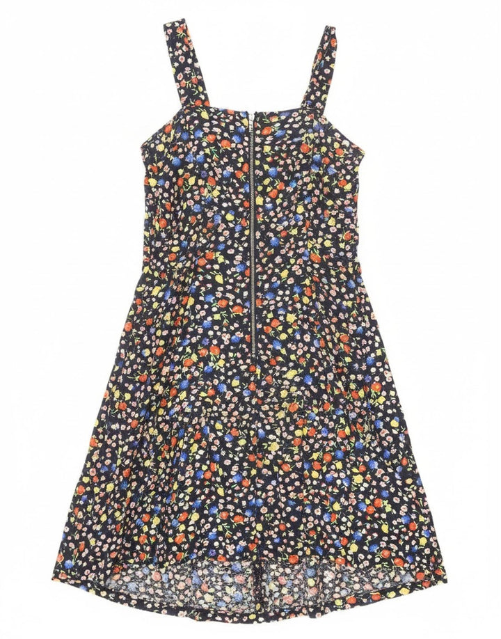 Prendisole vintage da donna UK 12 medio blu navy floreale