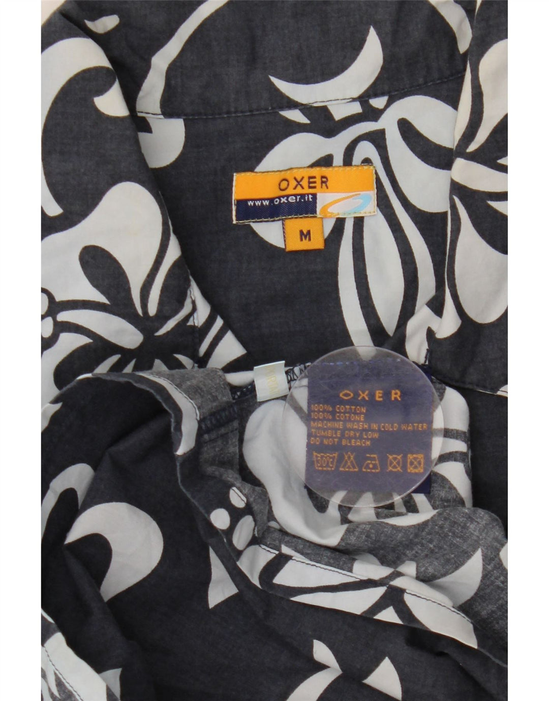 Camicia a maniche corte da uomo OXER in cotone floreale nero medio