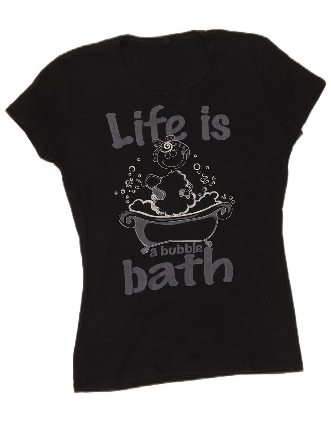 T-shirt grafica da donna BENETTON Top UK 8 piccola nera