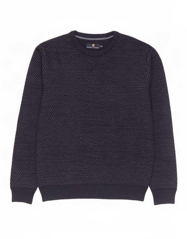 Marina Militare Maglione da uomo con scollo a barca 2XL Lana screziata blu navy