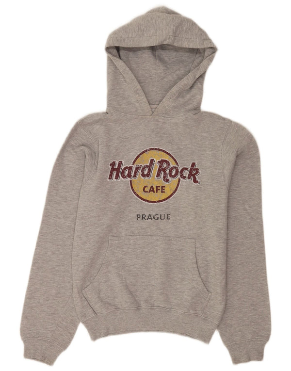 Felpa con cappuccio da donna Hard Rock Cafe Praga UK 10 piccola grigia chiazzata
