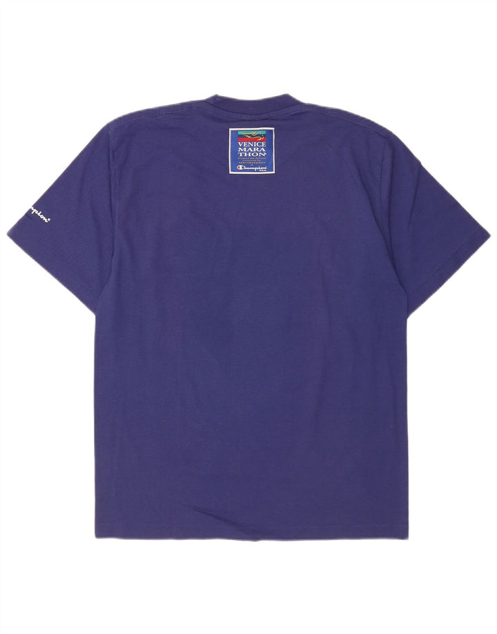 T-shirt grafica da uomo Champion Top piccola in cotone blu
