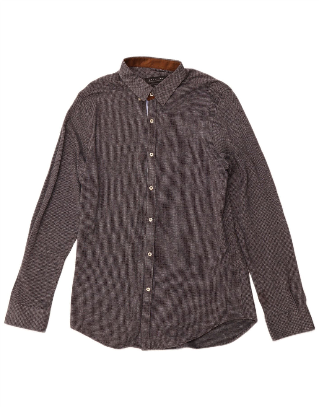 Camicia ZARA da uomo slim fit grande blu navy maculata