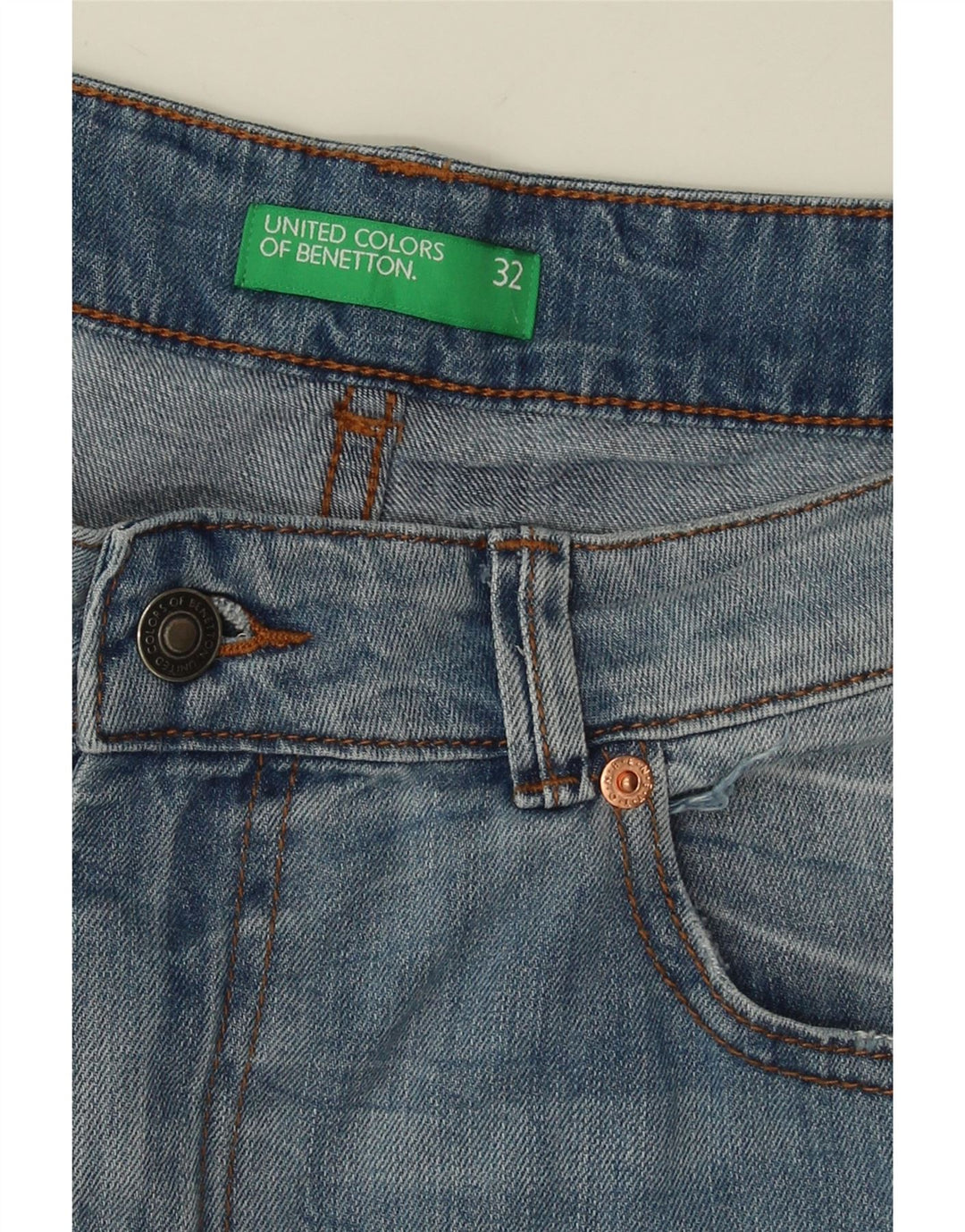 Pantaloncini di jeans da uomo BENETTON W32 Blu medio