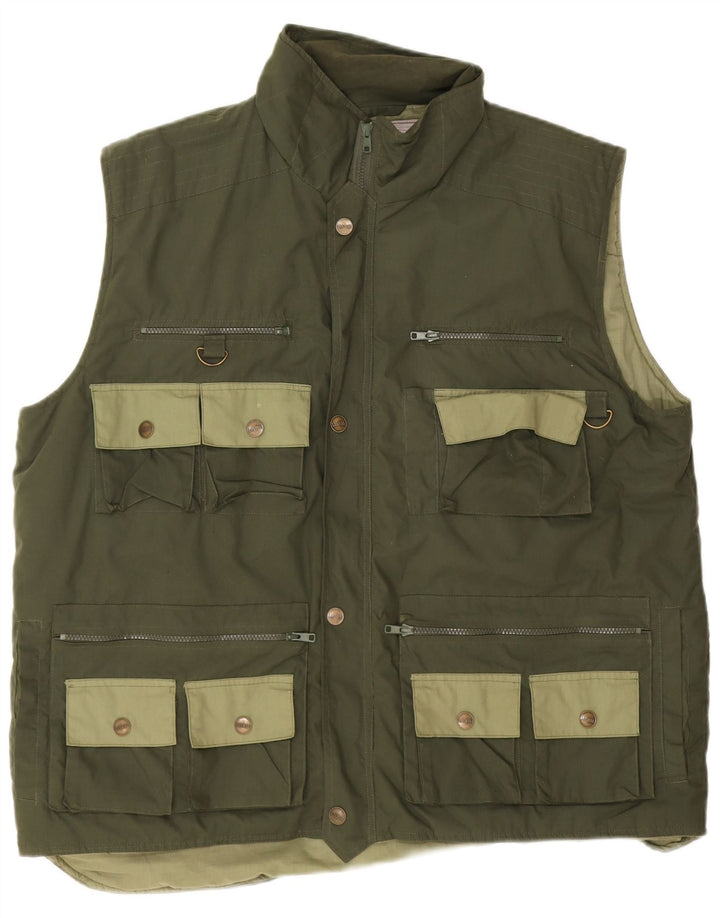 Gilet pratico da uomo vintage UK 44 2XL Poliestere kaki