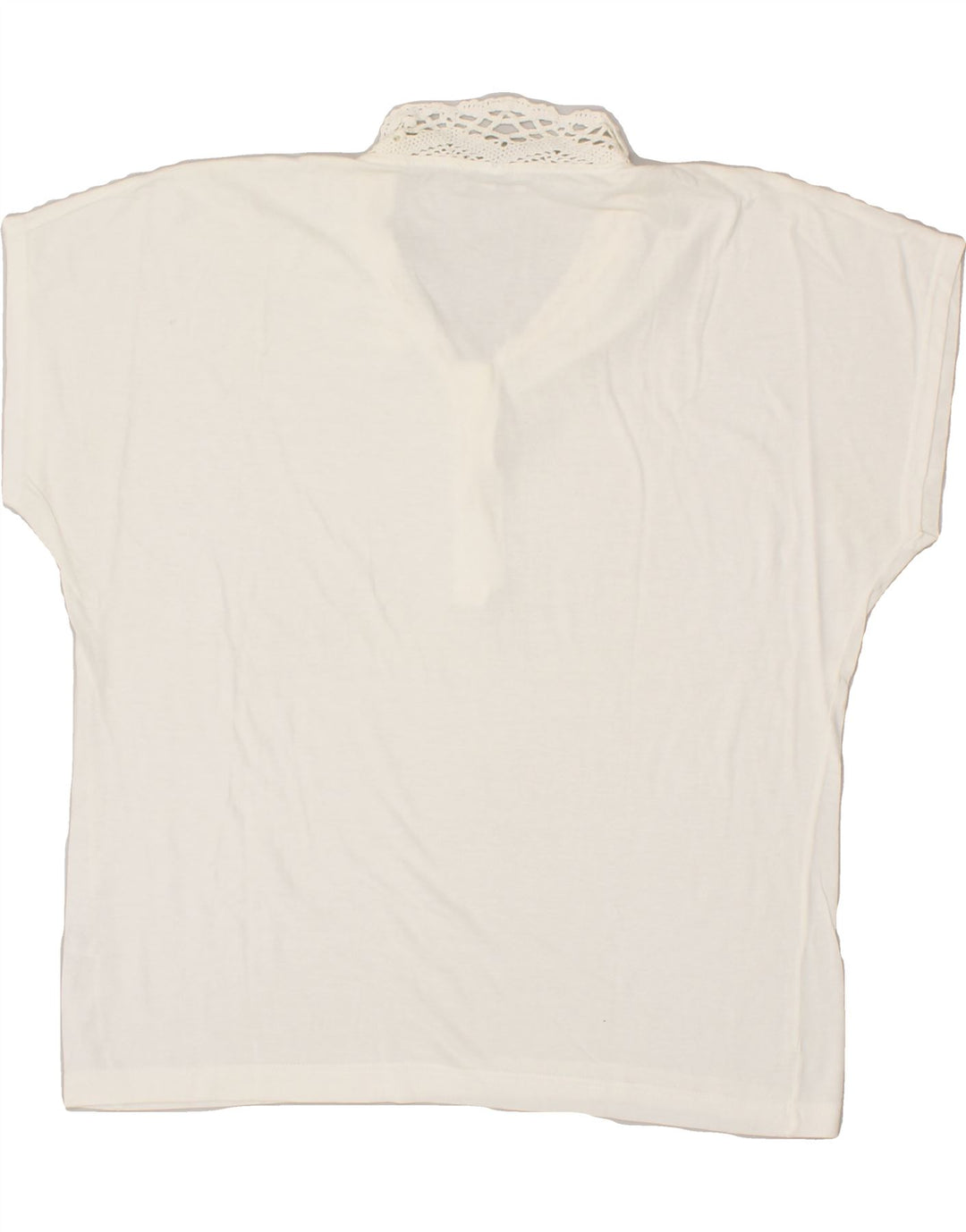 ANDREA MARE Womens Oversized Polo Shirt UK 10 Small Off White Cotton Vintage Andrea Mare and Second-Hand Andrea Mare from Messina Hembry 