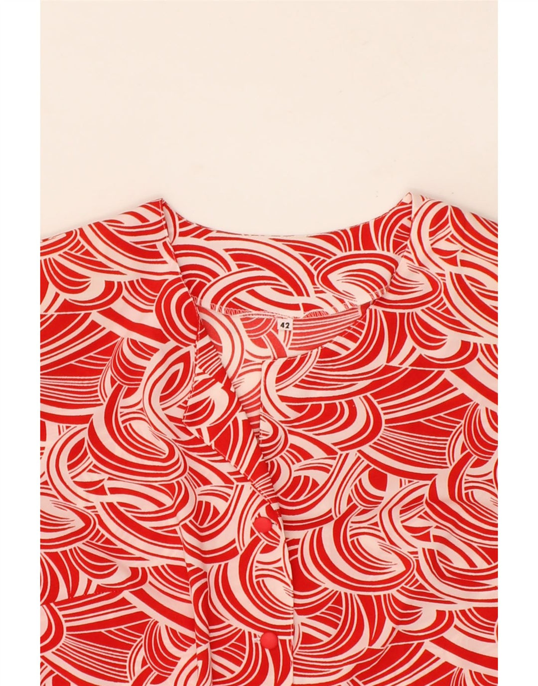 VINTAGE Womens Abstract Pattern Short Sleeve Shirt Blouse IT 42 Medium Red Vintage Vintage and Second-Hand Vintage from Messina Hembry 