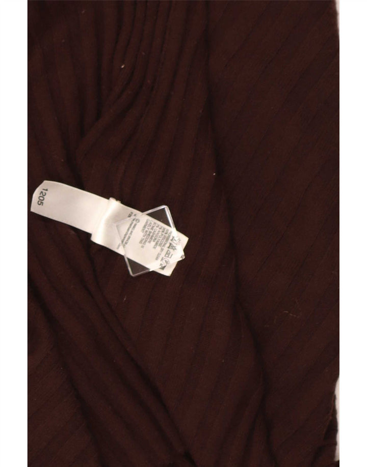 Maglione cardigan asimmetrico da donna Marks & Spencer UK 8/10 piccolo marrone
