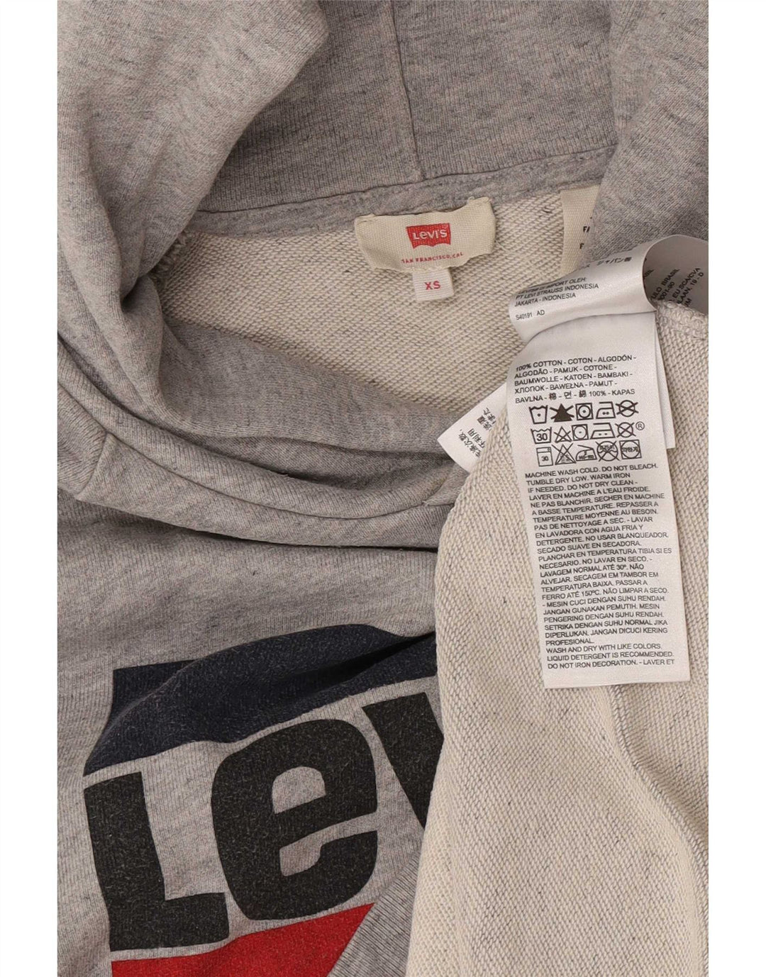 Maglione con cappuccio grafico da uomo Levi's XS in cotone grigio