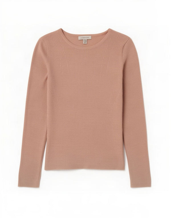 Topshop Donna Top Manica Lunga UK 8 Small Rosa Viscosa