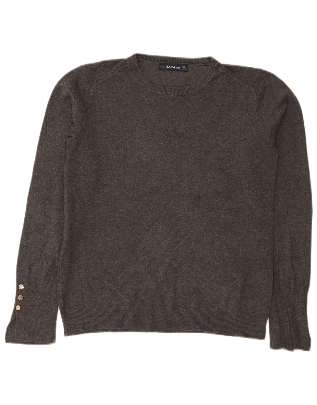 Maglione maglione girocollo da donna Zara UK 14 grande viscosa grigia