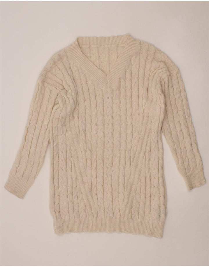 SHEIN Womens V-Neck Jumper Sweater EU 38 Medium Off White Polyester Vintage Shein and Second-Hand Shein from Messina Hembry 