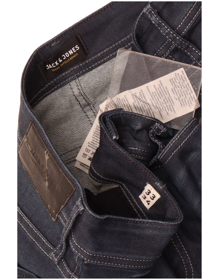 Jack & Jones Uomo Tim Slim Jeans W33 L34 Cotone Blu