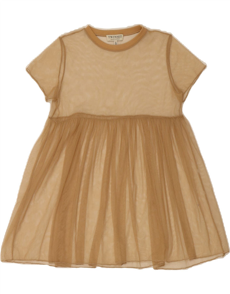 SIMONA BARBIERI Girls Twin-Set See Through A-Line Dress 9-10 Years Beige Vintage Simona Barbieri and Second-Hand Simona Barbieri from Messina Hembry 