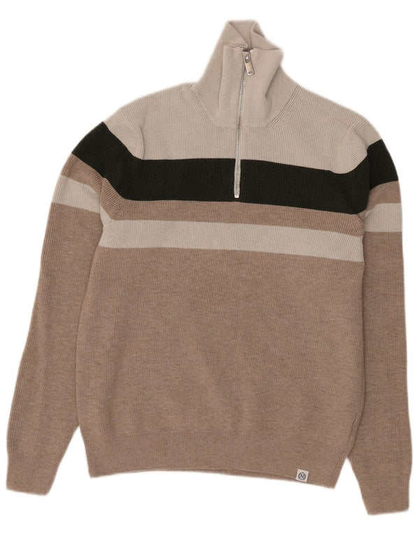 Maglione da donna Marks & Spencer con zip e collo UK 10 Small Grey Colourblock