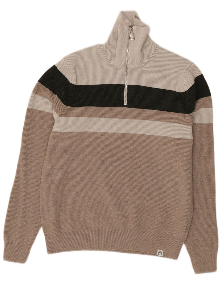 Maglione da donna Marks & Spencer con zip e collo UK 10 Small Grey Colourblock