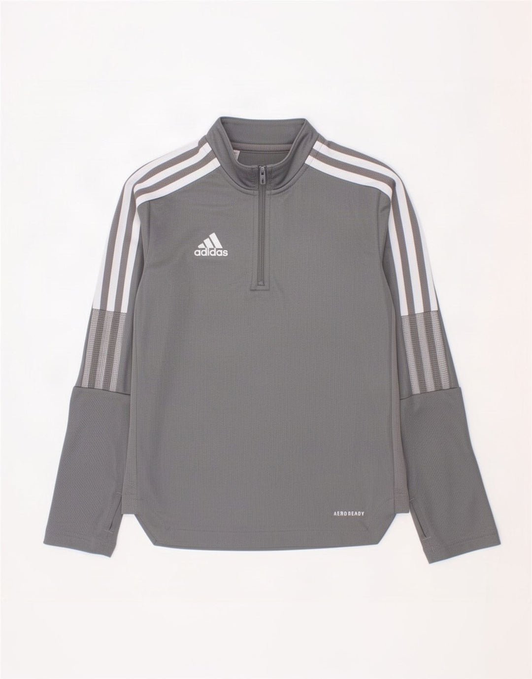 Top della tuta da ginnastica Adidas Aeroready Zip Neck Pullover da bambino 7-8 anni Grigia