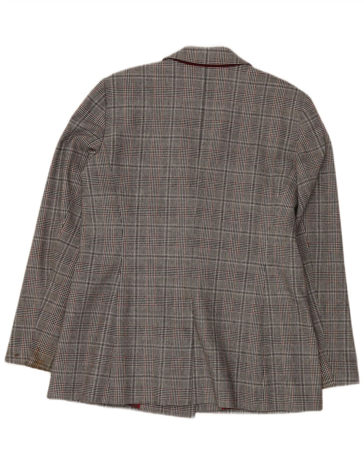 Giacca blazer doppiopetto da donna JIGSAW UK 14 grande pied de poule grigio