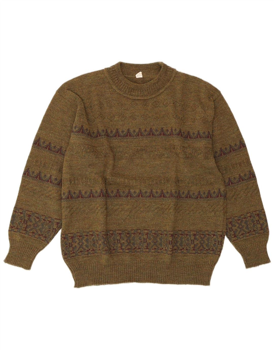 Maglione maglione girocollo da donna VINTAGE IT 52 2XL Verde geometrico