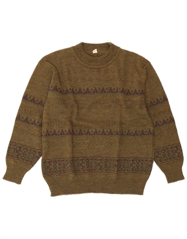 Maglione maglione girocollo da donna VINTAGE IT 52 2XL Verde geometrico